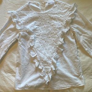 Zara Kids White Ruffle Shirt